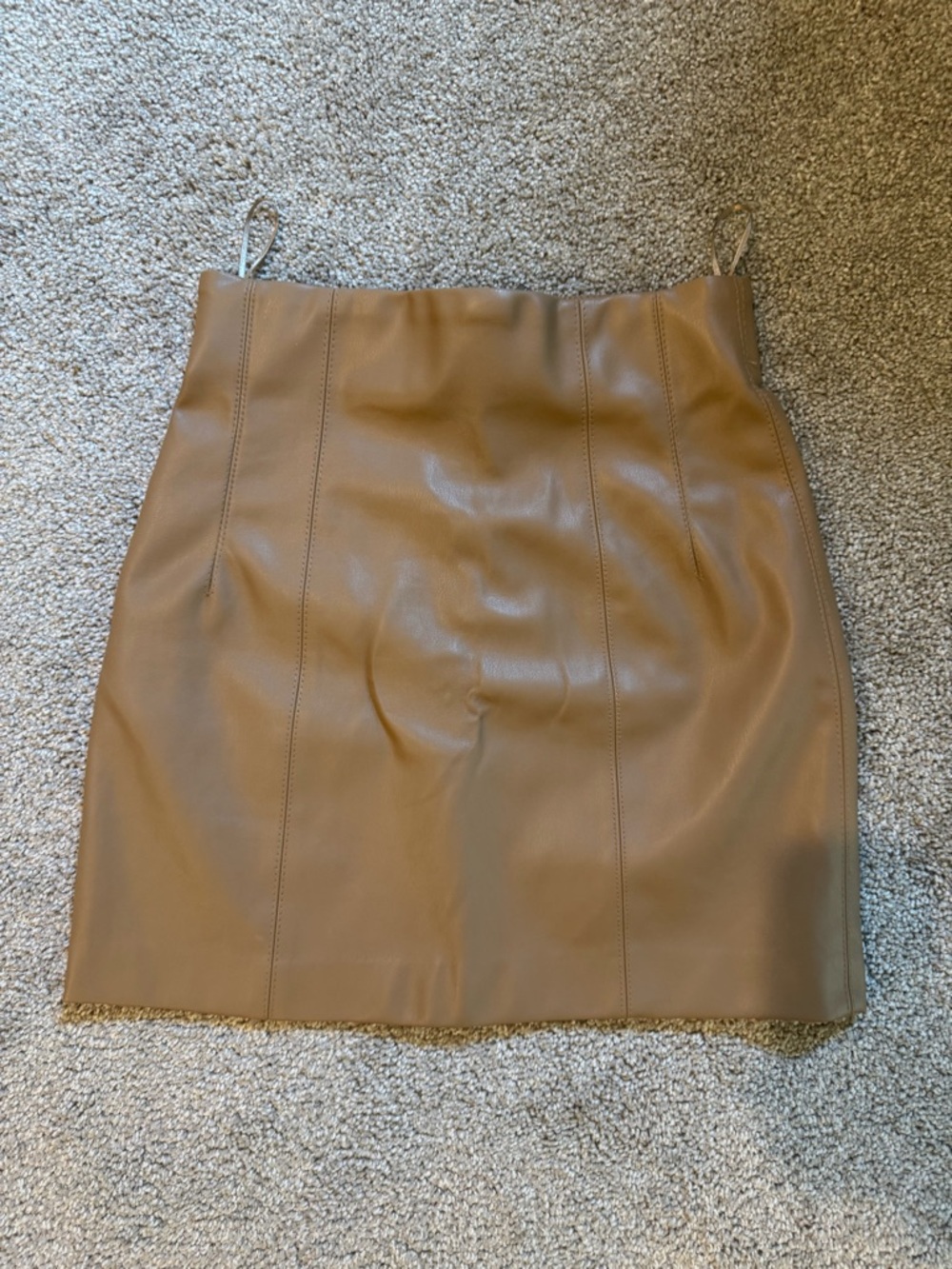 Zara Camel Faux Leather Mini Skirt